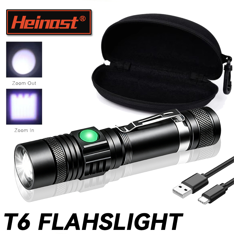 Outdoor Hunting Lights - T6 LED Rechargeable Flashlight,18650 Zoomable Torch,