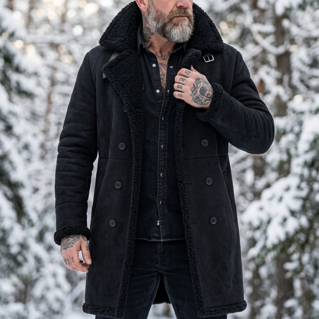 Outdoor Hunting Coat - Men's Faux Suede Fur Lined Winter