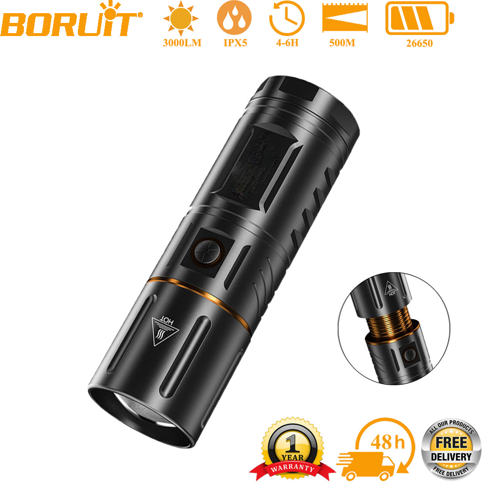 Outdoor Hunting Lights - BORUiT Ultra Bright 3000LM LED Flashlight