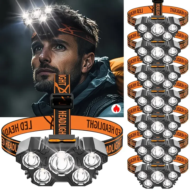 Outdoor Hunting Lights - Portable 5LED Outdoor Headlamp with Built-in