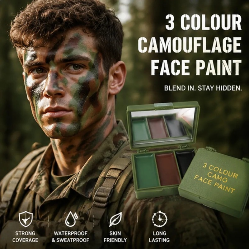3 Colors Camouflage Face Paint - огляд і ціна Camo Face Paint