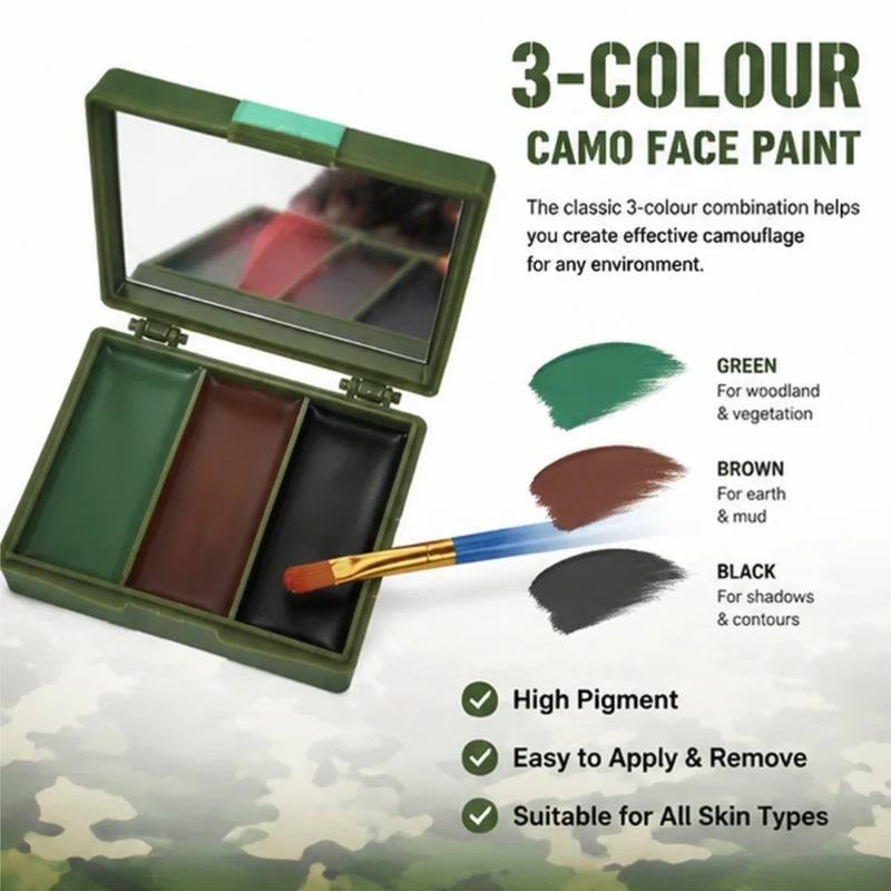 3 Colors Camouflage Face Paint - огляд і ціна Camo Face Paint