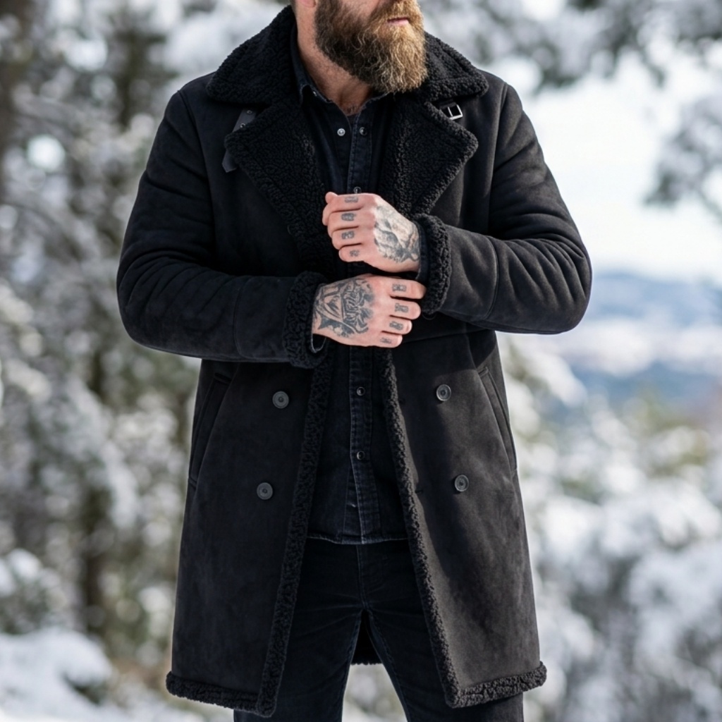 Men's Faux Suede Fur Lined Win - огляд і ціна Outdoor Hunting Coat