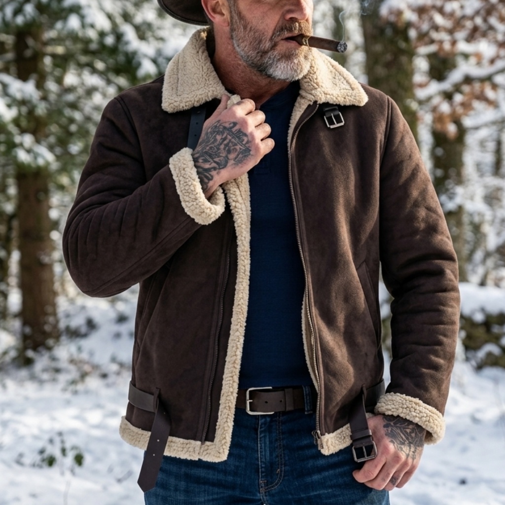 Men Winter Faux Suede Jacket F - огляд і ціна Outdoor Hunting Coat