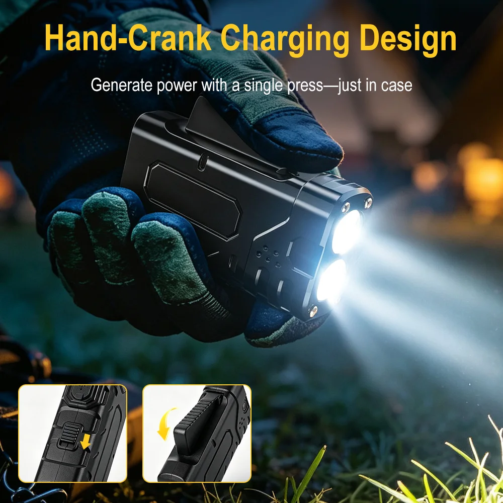 BORUIiT Hand Crank EDC LED Fla - огляд і ціна Outdoor Hunting Bike